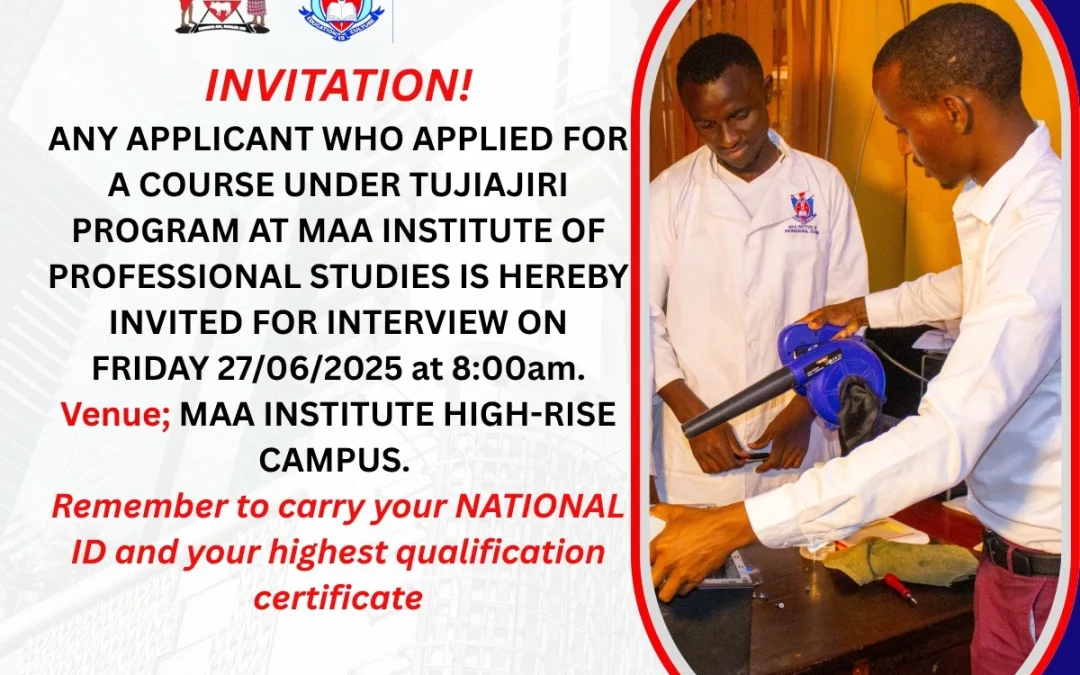 Tujiajiri program 2025, MAA Institute interviews, KCB Foundation Kenya, vocational training in Kenya, youth empowerment programs