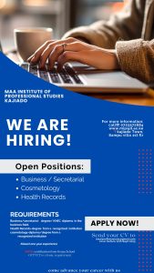 MIPS Kajiado jobs, Maa Institute of Professional Studies hiring, teaching jobs Kajiado, Business Secretarial vacancy Kenya, Health Records jobs, Cosmetology trainer vacancy, education jobs Kajiado, MIPS career opportunities